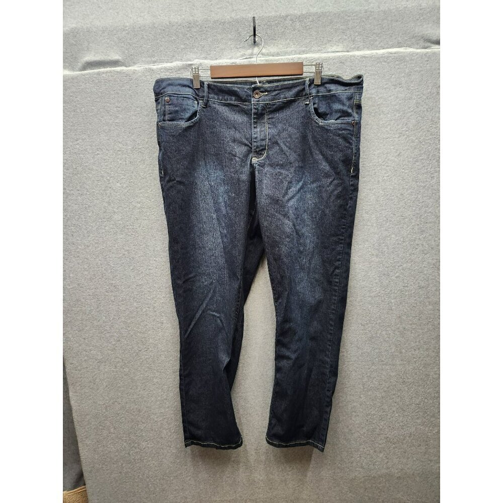 Rebel By Right Womens Dark Wash Denim Jeans Size 20 Cotton Blend Mid-Rise Stretc